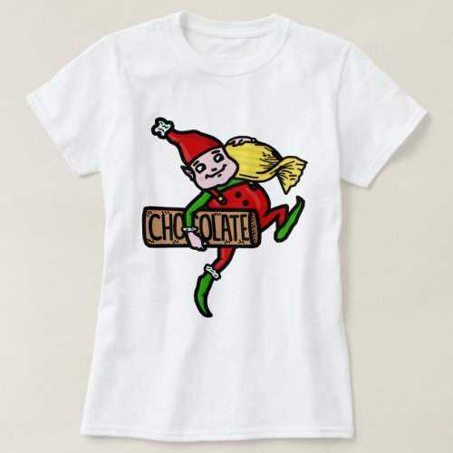 Cute Vintage Christmas Elf with Candy T_Shirt