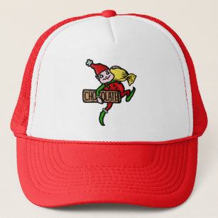 Cute Vintage Christmas Elf with Candy Trucker Hat