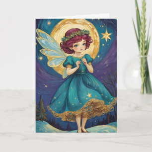 Cute Vintage Christmas Fairy Personalized Card