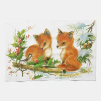 Decorative Towel Santa / Fox Tea Towels Set / 2 Clean Up Kitchen