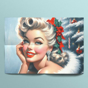 Cute Vintage Christmas Girl Tissue Paper
