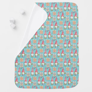 Cute Vintage Christmas Gnome in Love Baby Blanket