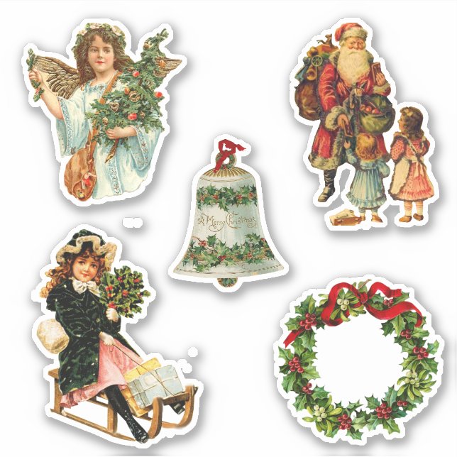 Cute Vintage Christmas Holiday  Sticker (Front)