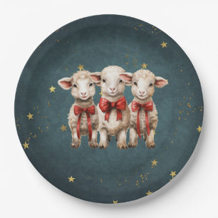 Cute vintage christmas Lambs Paper Plates
