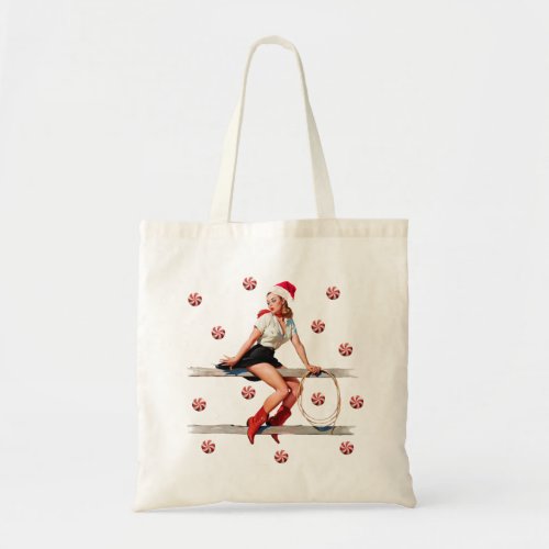 Cute Vintage Christmas pin up girl Tote Bag
