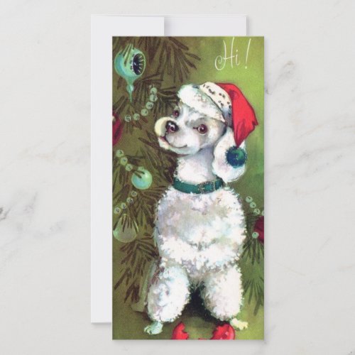 Cute Vintage Christmas Poodle Broke Ornament Holiday Card