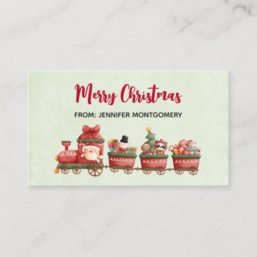 Cute Vintage Christmas Train with Toys Business Card