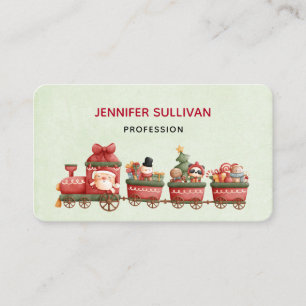 Cute Vintage Christmas Train with Toys Business Card
