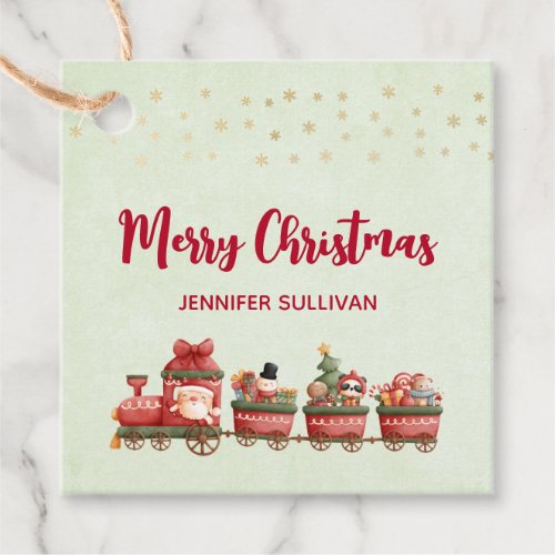 Cute Vintage Christmas Train with Toys Favor Tags