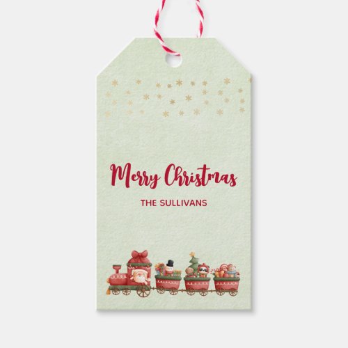 Cute Vintage Christmas Train with Toys Gift Tags