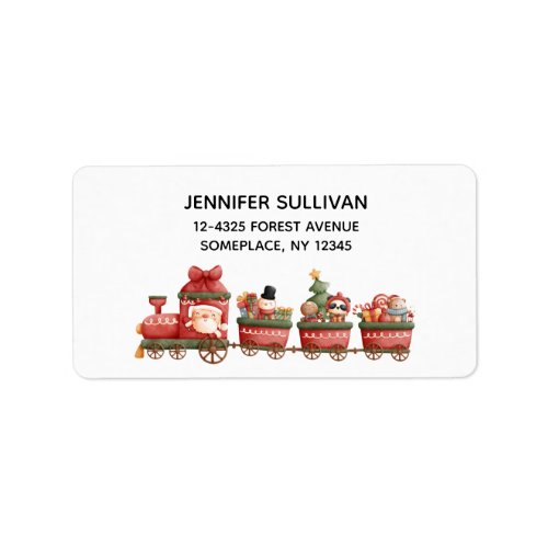 Cute Vintage Christmas Train with Toys Label
