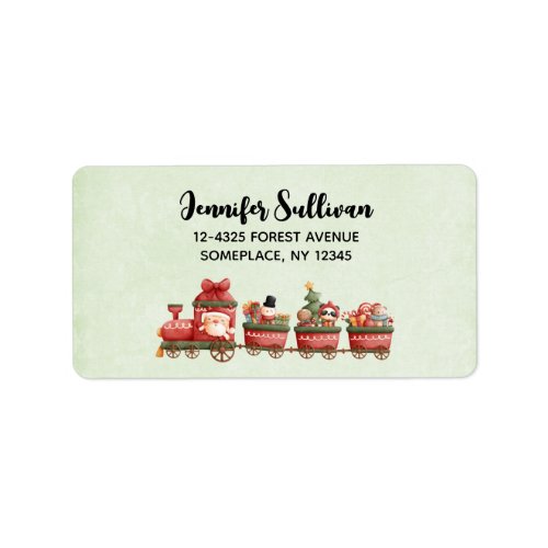 Cute Vintage Christmas Train with Toys Label