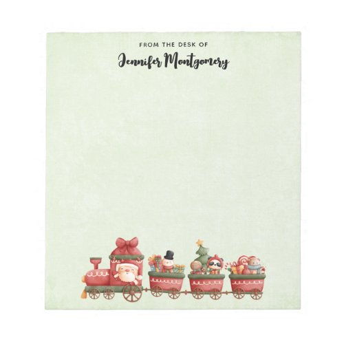 Cute Vintage Christmas Train with Toys Notepad