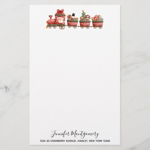 Cute Vintage Christmas Train with Toys Stationery