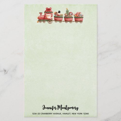 Cute Vintage Christmas Train with Toys Stationery