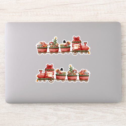 Cute Vintage Christmas Train with Toys Sticker