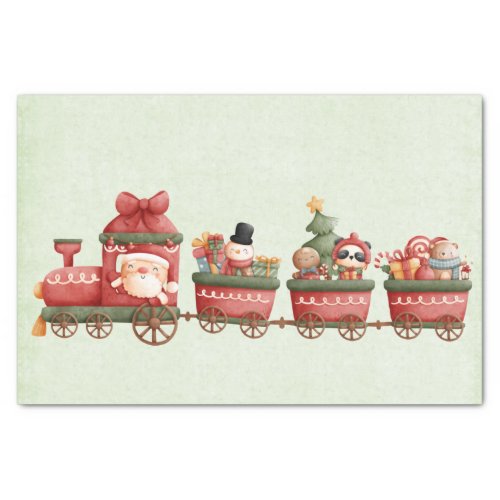Cute Vintage Christmas Train with Toys Tissue Paper