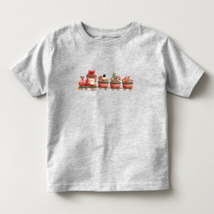 Cute Vintage Christmas Train with Toys Toddler T-shirt