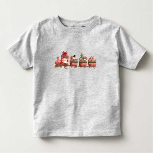 Cute Vintage Christmas Train with Toys Toddler T_shirt