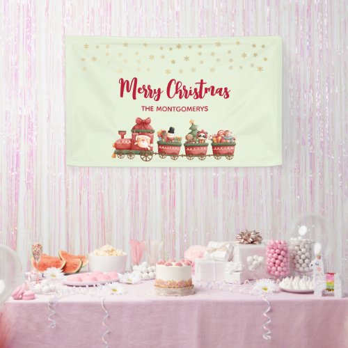 Cute Vintage Christmas Train with Toys Xmas Banner