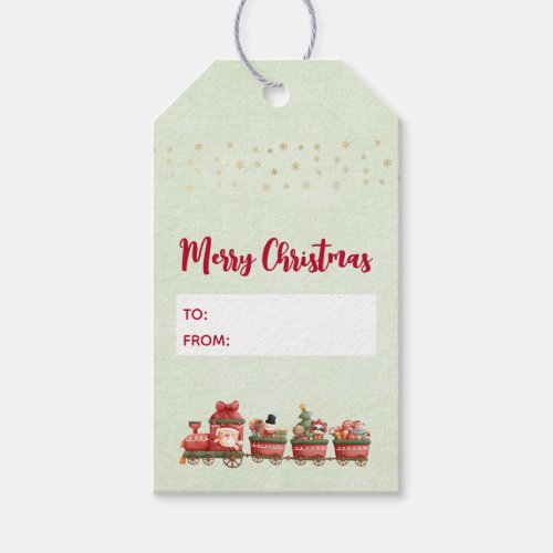 Cute Vintage Christmas Train with Toys Xmas Gift Tags