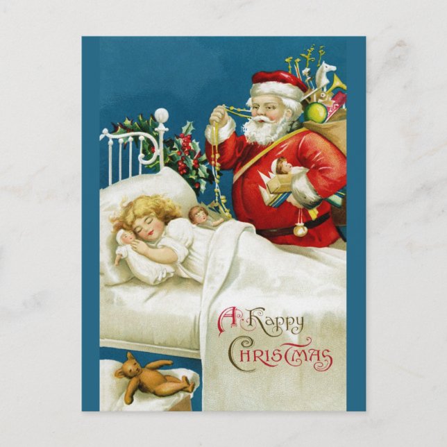 Cute Vintage Christmas Victorian Santa Postcard (Front)