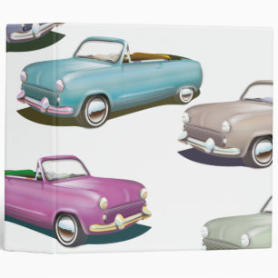 Cute vintage classic cars pattern 3 ring binder
