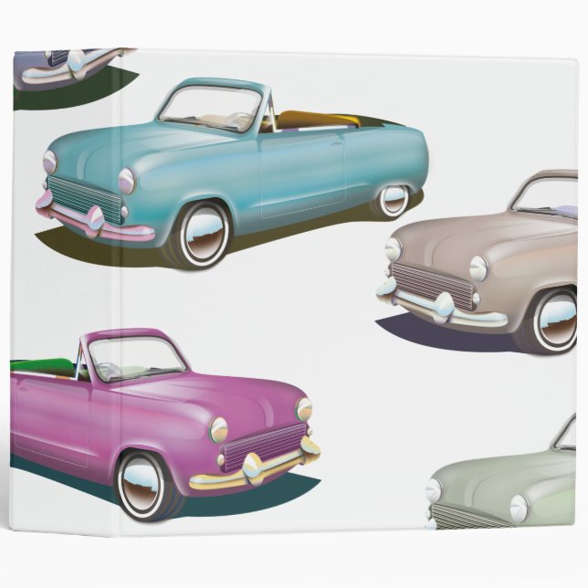 Cute vintage classic cars pattern 3 ring binder (Front/Spine)
