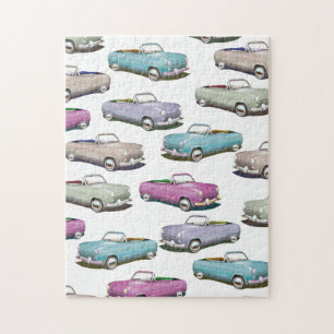 Cute vintage classic cars pattern jigsaw puzzle
