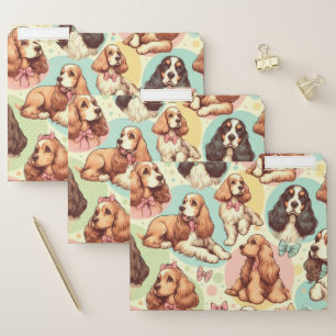 Cute Vintage Cocker Spaniel Seamless Pattern File Folder