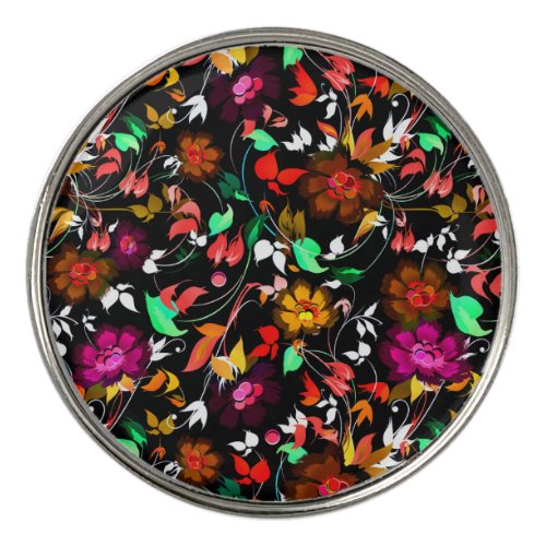 Cute vintage colorful floral texture golf ball marker