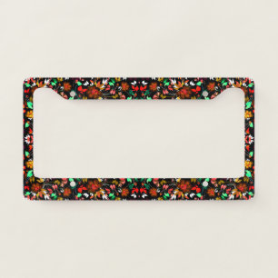 Cute vintage colorful floral texture license plate frame