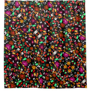 Cute vintage colorful floral texture shower curtain