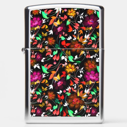 Cute vintage colorful floral texture zippo lighter