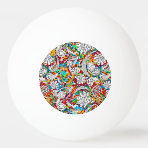 Cute vintage colorful white paisley patterns jigsa ping pong ball