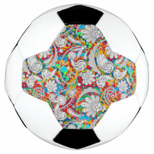 Cute vintage colorful white paisley patterns jigsa soccer ball
