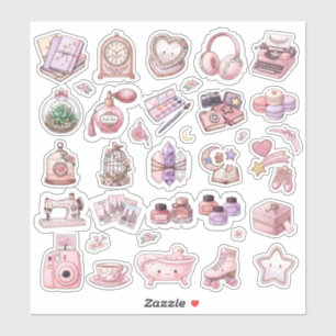 Cute Vintage Coquette Aesthetic Typewriter Camera Sticker