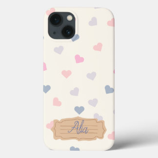 cute vintage cosy boho blue pink orange love heart iPhone 13 case