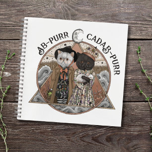 Cute Vintage Cottagecore Cat Witches Halloween Notebook
