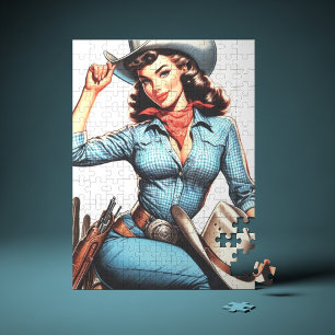 Cute Vintage Country Girl Jigsaw Puzzle