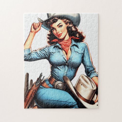 Cute Vintage Country Girl Jigsaw Puzzle