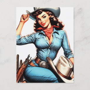 Cute Vintage Country Girl Postcard