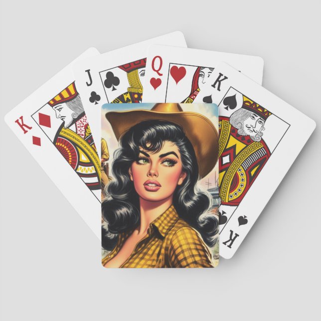 Cute Vintage Country Pin-up Poker Cards (Back)