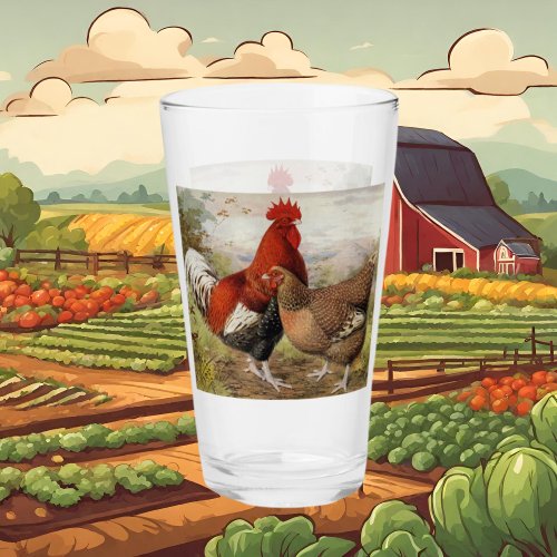 Cute vintage country rooster glasses