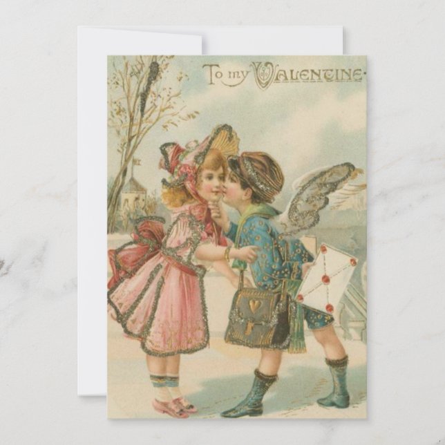 Cute vintage couple Valentine Holiday Card (Front)