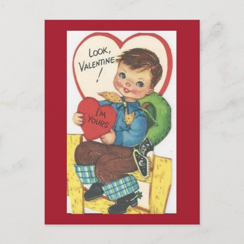 Cute Vintage Cowboy 1950s Valentine Postcard