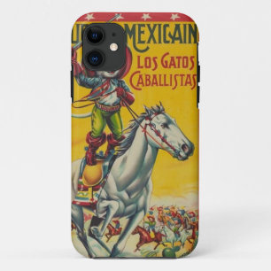 Cute Vintage Cowboy Cat Mexican Gatos Caballistas iPhone 11 Case