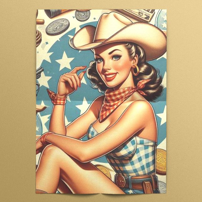 Cute Vintage Cowgirl Tissue Paper (Creator Uploaded)