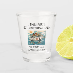 Cute Vintage Cruise Ship Birthday Party Favor Shot Glass
