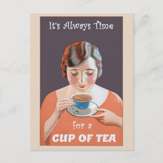 Cute Vintage Cup of Tea Poster Postcard (Front)